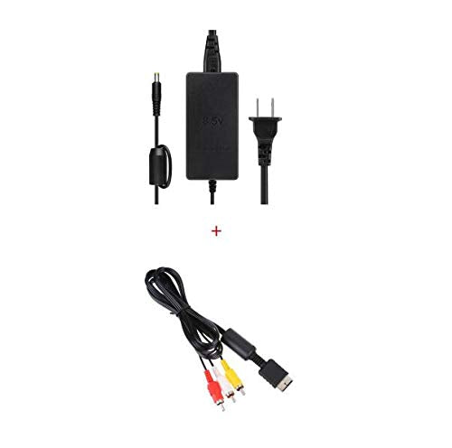 WICAREYO Power Supply with AV Cable for PS2 Slim 70000 AC Power Adapter Charger US Plug Charger with Composite Audio Video AV Cable for PlayStation 2 PS2 Slim 70000 Console