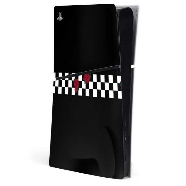 Skinit Decal Gaming Skin Compatible with PS5 Slim Digital Edition Console - Rose Checkerboard Design
