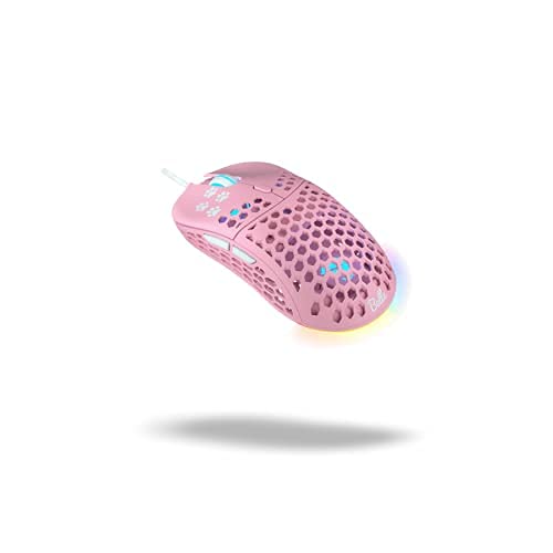 Clutch Ghost M1 Gaming Mouse - Belle Delphine Edition - Ultralight RGB with PixArt 3360 Sensor - Lightweight Sleeve Cord - 50G