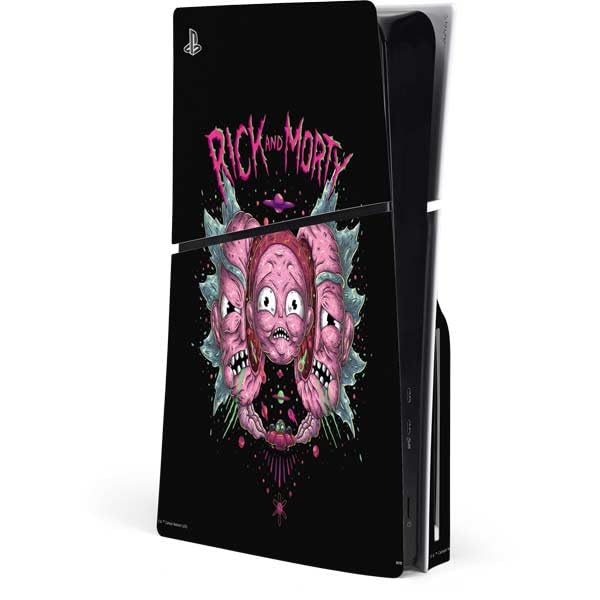 Skinit Decal Gaming Skin Compatible with PS5 Slim Disk Console - Officially Licensed Adult Swim Rick and Morty Split Head Rick Design