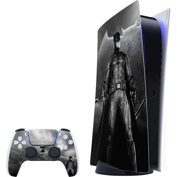 Skinit Decal Gaming Skin Compatible with PS5 Bundle - Officially Licensed The Justice League (2017) Batman Poster Design