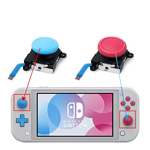 ECHZOVE Replacement Joy Stick for Switch Lite - 2 Pack, Blue & Red, Includes Repair Tool Kit