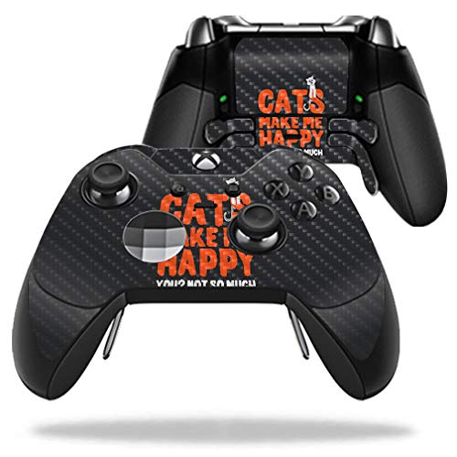 MightySkins Carbon Fiber Skin for Microsoft Xbox One Elite Controller - Cats Make Me Happy | Protective Durable Textured Carbon Fiber Finish | Easy to Apply | Made in The USA