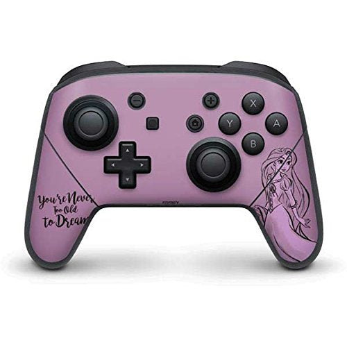 Skinit Decal Gaming Skin Compatible with Nintendo Switch Pro Controller - Officially Licensed Disney Princess Rapunzel Never Too Old to Dream Art Design