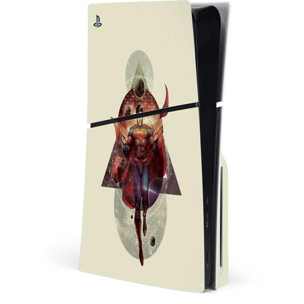 Skinit Decal Gaming Skin Compatible with PS5 Slim Disk Console - Officially Licensed DC Comics Superman Galaxy Flying Design