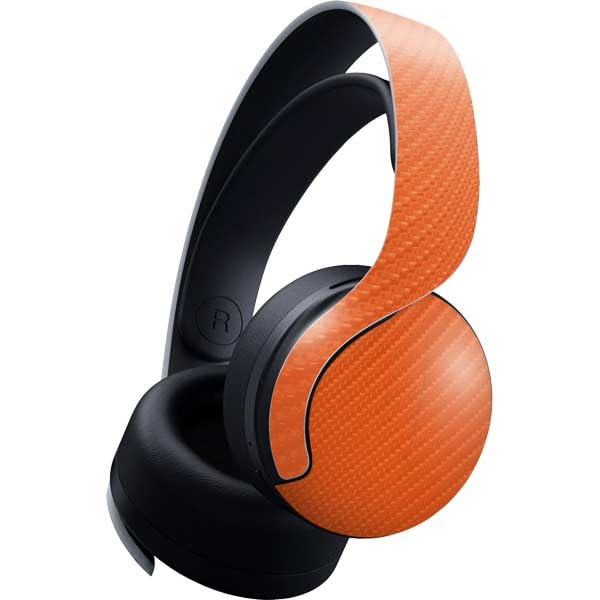 Skinit Decal Gaming Skin Compatible with Pulse 3D Wireless Headset for PS5 - Orange Carbon Fiber Specialty Texture Material Design