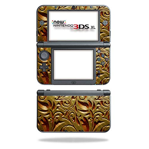 MightySkins Carbon Fiber Skin for Nintendo New 3DS XL (2015) - Mosaic Gold | Protective Durable Textured Carbon Fiber Finish | Easy to Apply Remove and Change Styles | Made in The USA
