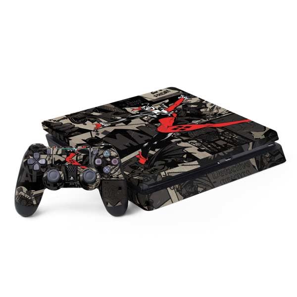 Skinit Decal Gaming Skin Compatible with PS4 Slim Bundle - Officially Licensed DC Comics Harley Quinn Vintage Action Pose Pattern Design