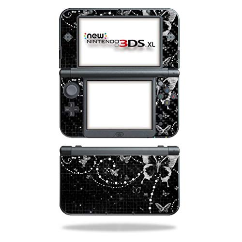 MightySkins Carbon Fiber Skin for Nintendo New 3DS XL (2015) - Black Butterfly | Protective Durable Textured Carbon Fiber Finish | Easy to Apply Remove and Change Styles | Made in The USA