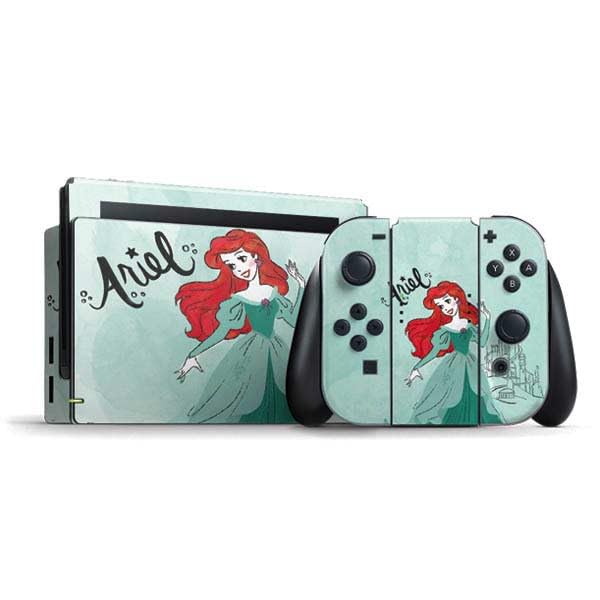 Skinit Decal Gaming Skin Compatible with Nintendo Switch Bundle - Officially Licensed Disney Princess Ariel Design