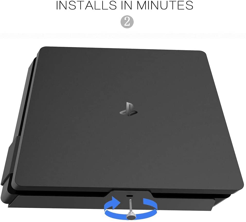Monzlteck Wall Mount for PS4 Slim - Space-Saving Metal Design, Easy Installation, Black
