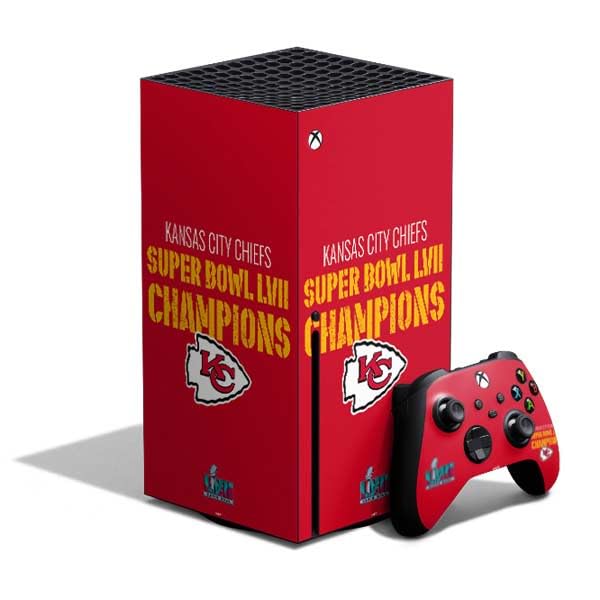 Skinit Decal Gaming Skin Compatible with Xbox Series X Bundle - Officially Licensed NFL Kansas City leaders Super Bowl LVII Champions Design