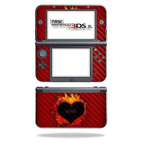 MightySkins Carbon Fiber Skin for Nintendo New 3DS XL (2015) - Love | Protective Durable Textured Carbon Fiber Finish | Easy to Apply Remove and Change Styles | Made in The USA