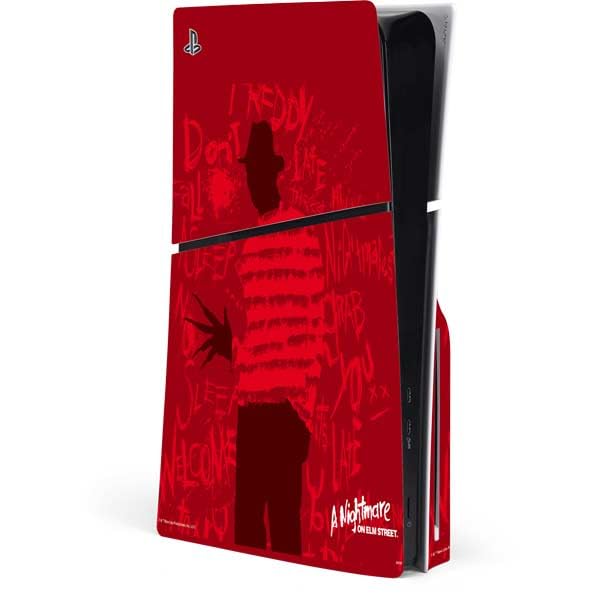Skinit Decal Gaming Skin Compatible with PS5 Slim Disk Console - Officially Licensed Nightmare on Elm Street Dont Fall Asleep Design