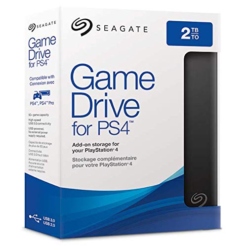 Seagate 2 TB Game Drive for PS4 - Portable USB 3.0 External Hard Drive, Black, Model STGD2000400