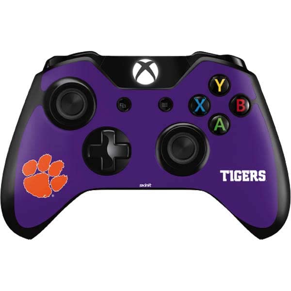 Skinit Decal Gaming Skin Compatible with Xbox One Controller - Officially Licensed Clemson University Tiger Print Purple Design