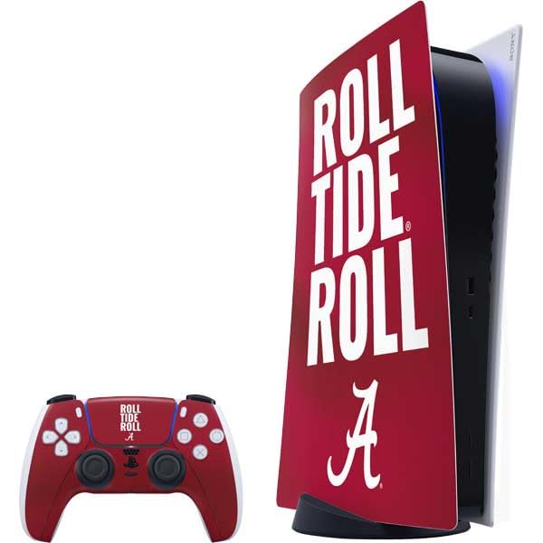 Skinit Decal Gaming Skin Compatible with PS5 Bundle - Officially Licensed University of Alabama Roll Tide Roll Design