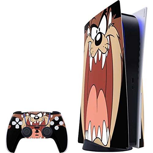 Skinit Decal Gaming Skin Compatible with PS5 Bundle - Officially Licensed Looney Tunes Taz Design
