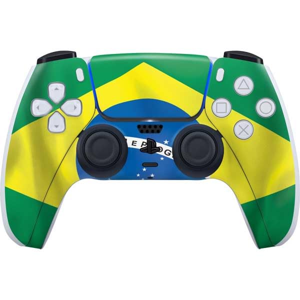 Skinit Decal Gaming Skin Compatible with PS5 Controller - Brazil Flag Design