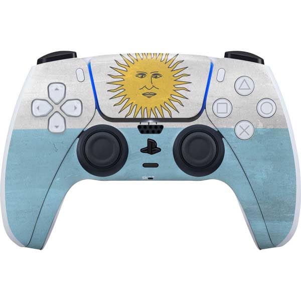 Skinit Decal Gaming Skin Compatible with PS5 Controller - Argentina Flag Distressed Design