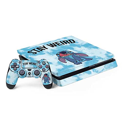 Skinit Decal Gaming Skin Compatible with PS4 Slim Bundle - Officially Licensed character-themed Lilo and Stitch Stay Weird Design
