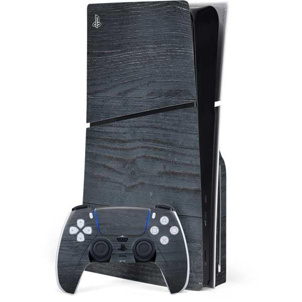Skinit Decal Gaming Skin Compatible with PS5 Slim Disk Bundle - Charcoal Wood Design
