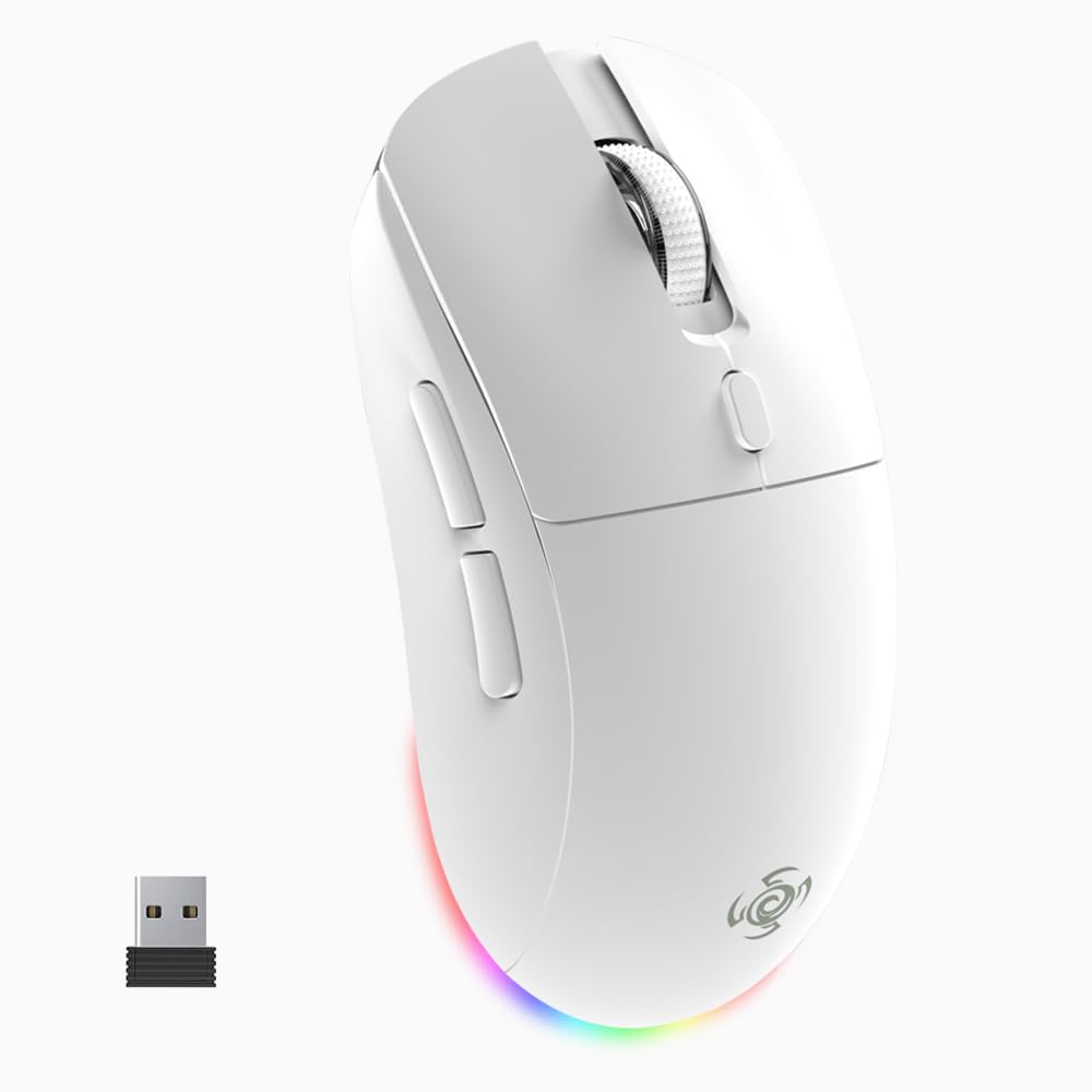 LORERAN Wireless Gaming Mouse, Tri-Mode 2.4G/USB-C/Bluetooth Rechargeable Mouse with Colorful RGB Lights, 4800DPI Optical Sensor