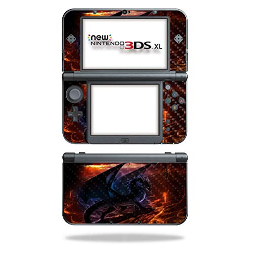 MightySkins Carbon Fiber Skin for Nintendo New 3DS XL (2015) - Fire Dragon | Protective Durable Textured Carbon Fiber Finish | Easy to Apply Remove and Change Styles | Made in The USA