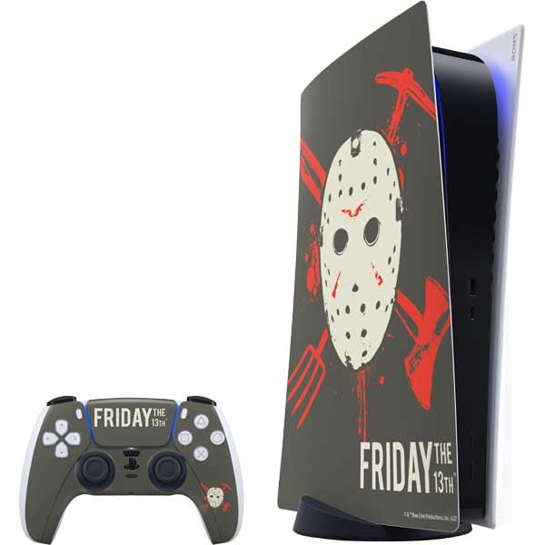 Skinit Decal Gaming Skin Compatible with PS5 Bundle - Officially Licensed Warner Bros Friday The 13th Jason Voorhees Mask Design