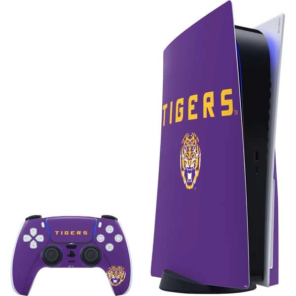 Skinit Decal Gaming Skin Compatible with PS5 Bundle - Officially Licensed LSU Tigers Purple Design