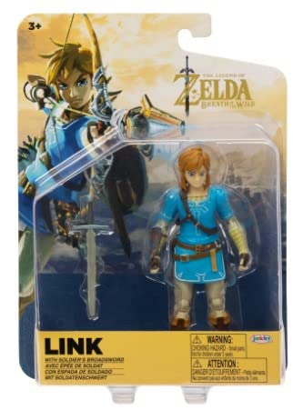 Super Mario World of Nintendo Action Figure Collection - 4-inch Link (BotW) + Bonus Sticker