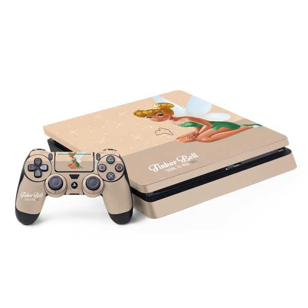 Skinit Decal Gaming Skin Compatible with PS4 Slim Bundle - Officially Licensed Disney Tinker Bell Sharing The Magic Art Design
