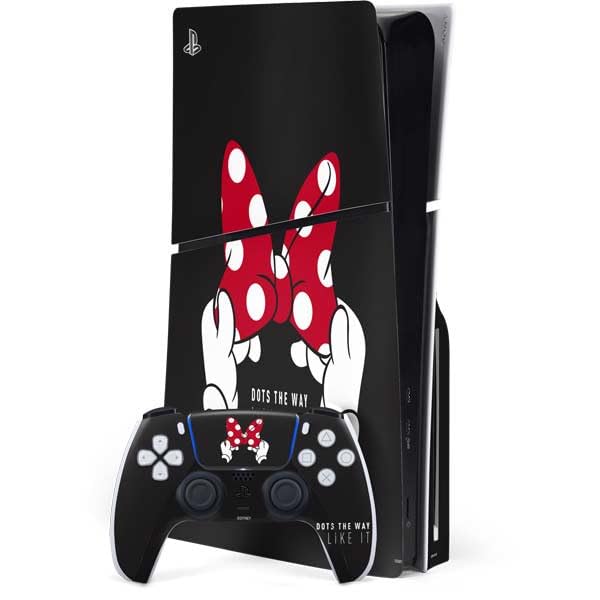 Skinit Decal Gaming Skin Compatible with PS5 Slim Disk Bundle - Officially Licensed Disney Minnie Mouse Dots The Way Design