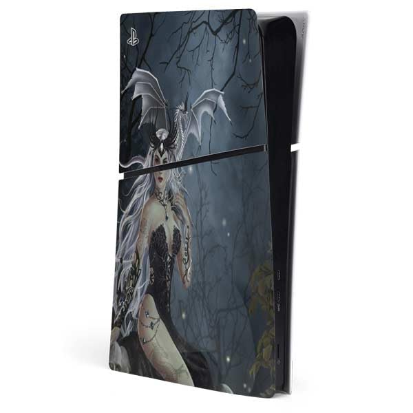 Skinit Decal Gaming Skin Compatible with PS5 Slim Digital Edition Console - Officially Licensed Gothic Queen with Silver Dragon by Nene Thomas Design