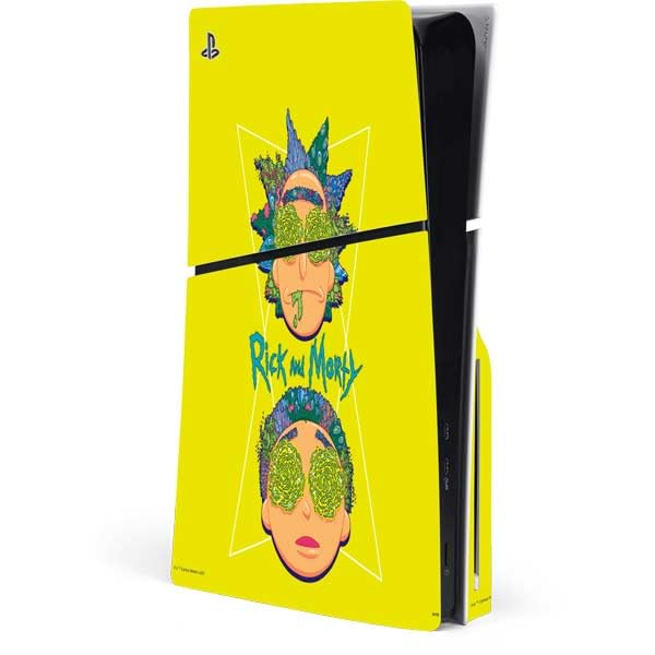 Skinit Decal Gaming Skin Compatible with PS5 Slim Disk Console - Officially Licensed Adult Swim Rick and Morty Rick and Morty Portal Eyes Design