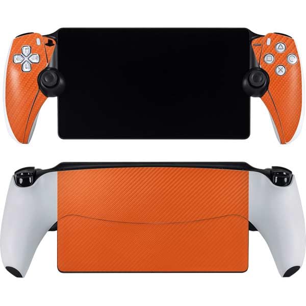 Skinit Decal Gaming Skin Compatible with PlayStation Portal Remote Player - Orange Carbon Fiber Specialty Texture Material Design