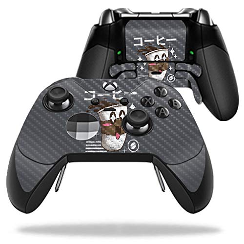 MightySkins Carbon Fiber Skin for Microsoft Xbox One Elite Controller - Coffee Kawaii | Protective Durable Textured Carbon Fiber Finish | Easy to Apply Remove and Change Styles | Made in The USA