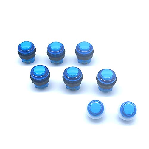 Arcity Arcade LED Push Buttons - 8 Pcs (6x30mm & 2x24mm) - Illuminated, Blue - Built-in Microswitch for Arcade Machine DIY