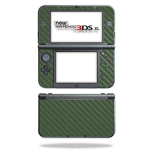 MightySkins Carbon Fiber Skin for Nintendo New 3DS XL (2015) - Olive | Protective Durable Textured Carbon Fiber Finish | Easy to Apply Remove and Change Styles | Made in The USA