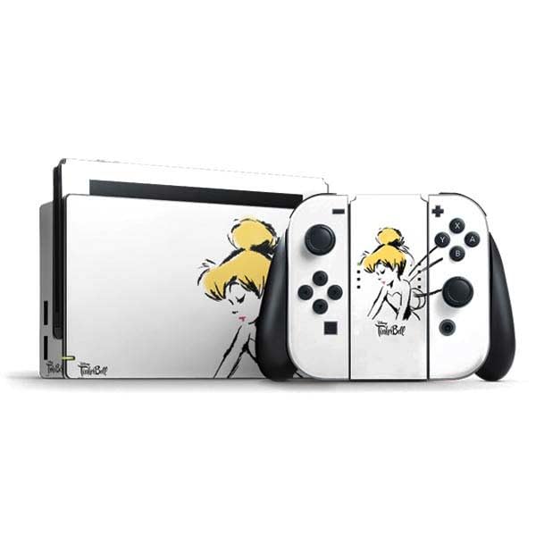 Skinit Decal Gaming Skin Compatible with Nintendo Switch Bundle - Officially Licensed Disney Tinker Bell Dreamer Ink Art Design