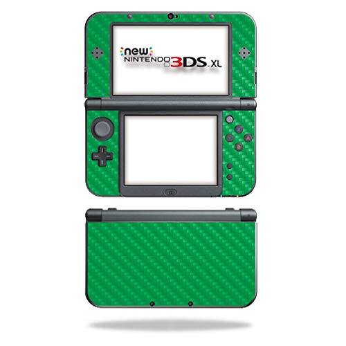 MightySkins Carbon Fiber Skin for Nintendo New 3DS XL (2015) - Green | Protective Durable Textured Carbon Fiber Finish | Easy to Apply Remove and Change Styles | Made in The USA