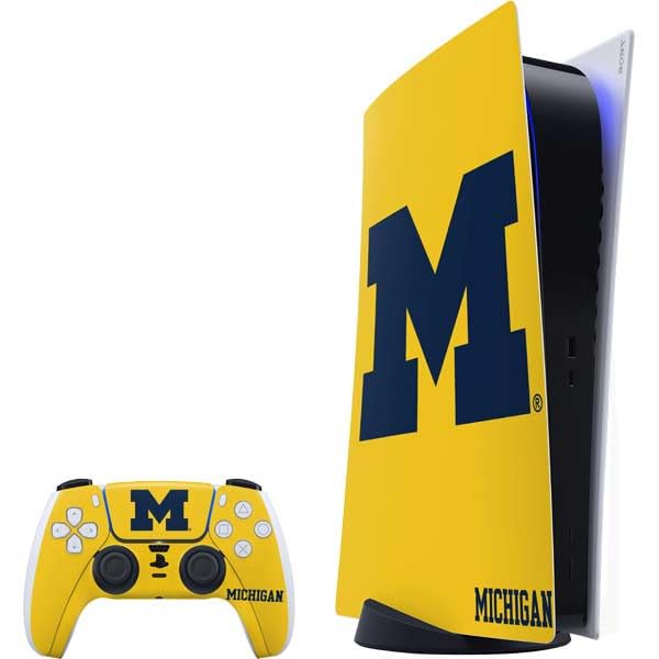 Skinit Decal Gaming Skin Compatible with PS5 Bundle - Officially Licensed University of Michigan M Logo Yellow Design