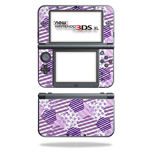 MightySkins Carbon Fiber Skin for Nintendo New 3DS XL (2015) - Purple Pentagon | Protective Durable Textured Carbon Fiber Finish | Easy to Apply Remove and Change Styles | Made in The USA