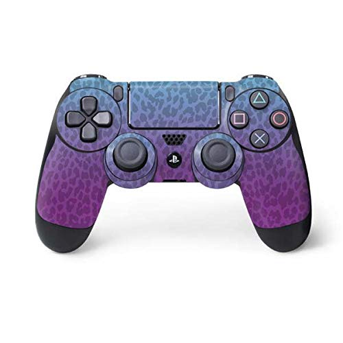 Skinit Decal Gaming Skin Compatible with PS4 Controller - Cheetah Print Purple and Blue Design