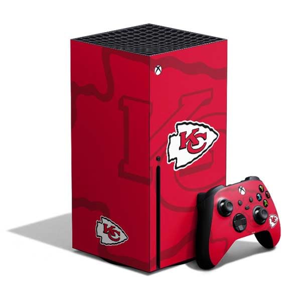 Skinit Decal Gaming Skin Compatible with Xbox Series X Bundle - Officially Licensed NFL Kansas City leaders Double Vision Design