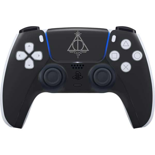 Skinit Decal Gaming Skin Compatible with PS5 Controller - Officially Licensed Wizarding Worlds Harry Potter Deathly Hallows Symbol Design
