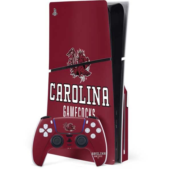 Skinit Decal Gaming Skin Compatible with PS5 Slim Disk Bundle - Officially Licensed University of South Carolina Gamecocks Red Design