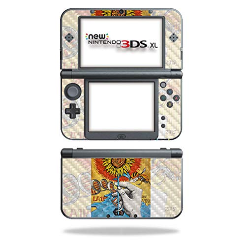 MightySkins Carbon Fiber Skin for Nintendo New 3DS XL (2015) - Sunflower DNA | Protective Durable Textured Carbon Fiber Finish | Easy to Apply Remove and Change Styles | Made in The USA