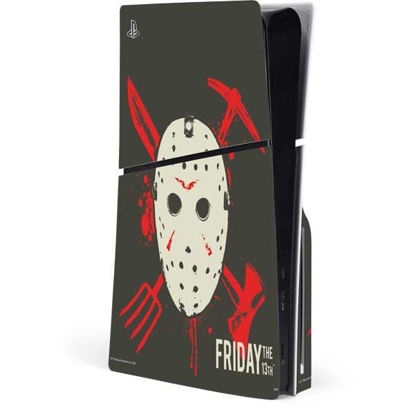 Skinit Decal Gaming Skin Compatible with PS5 Slim Disk Console - Officially Licensed Warner Bros Friday The 13th Jason Voorhees Mask Design