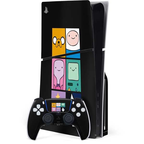 Skinit Decal Gaming Skin Compatible with PS5 Slim Disk Bundle - Officially Licensed Adult Swim Adventure Time Character Tiles Design